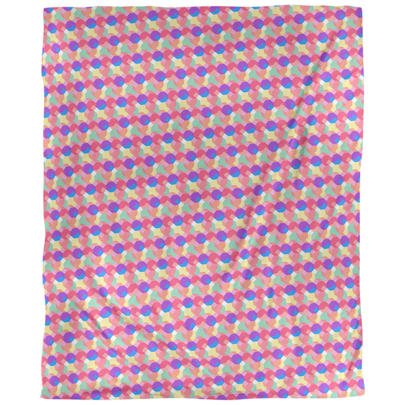 Tissu octogone, Rose / Mauve, L 56 po x l 36 po, Coton peigné de base