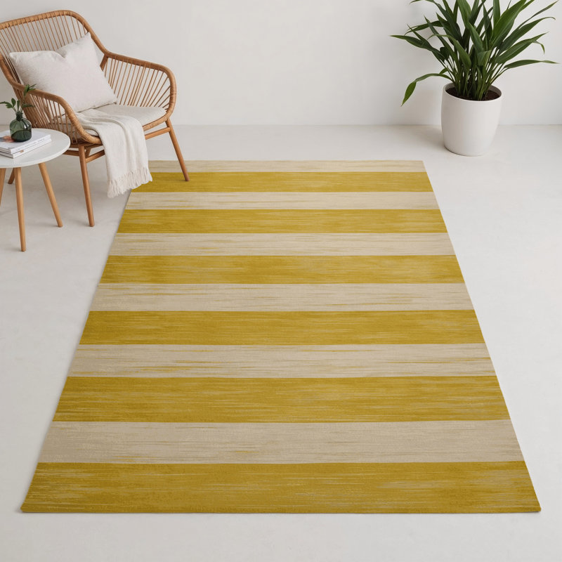 Tapis intérieur / extérieur beige HorizontalStripes, Rectangulaire 3 pi x 5 pi