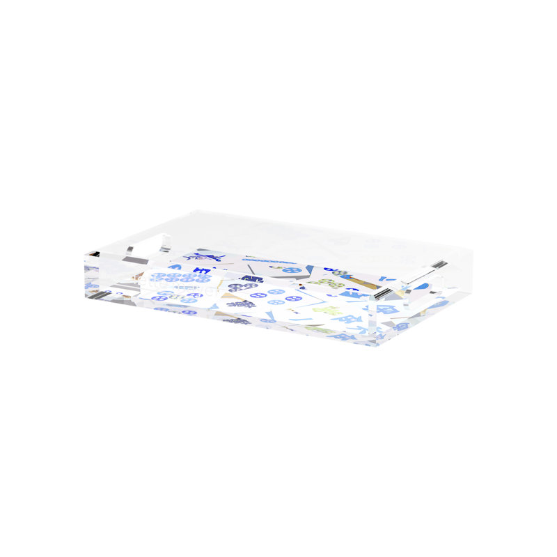 Mahjong Acrylic Decorative Tray, 12.5"W x 7.75"D x 2"H, Blues, Rectangle