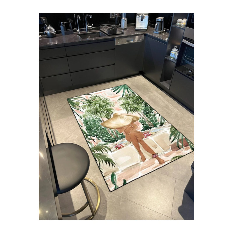Tapis décoratif moderne femme et arbre, Tapis de couloir 2 pi 6 po x 9 pi 11 po