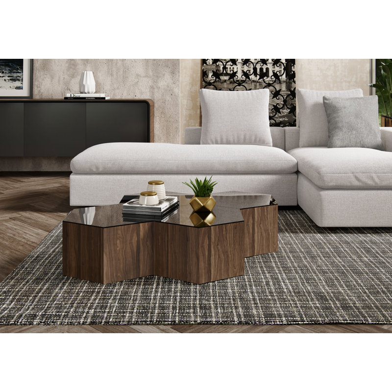Centre Coffee Table, 10" H x 18" L x 18" W, Glossy Dark Gull Gray