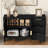 Elzy Wave-Pattern Wooden Sideboard with 3 Drawers & Hooks-120887055