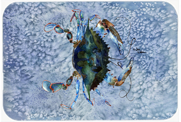 Crab Rectangle Lightblue Glass Cutting Board