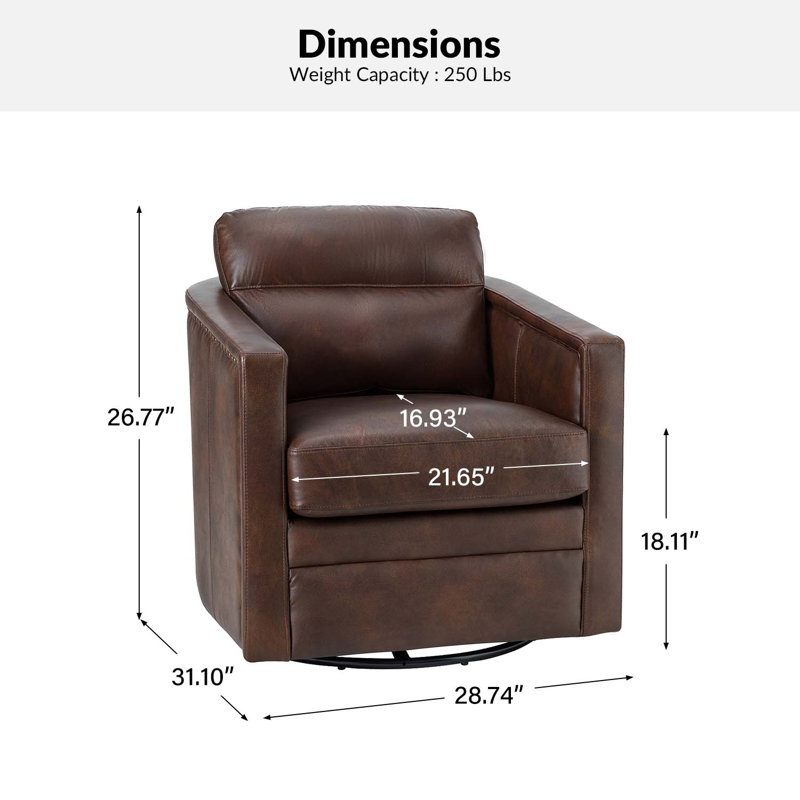 Marion 28.74'' Wide Genuine Leather Swivel Chair (Set of 2), Chocolate Genuine Leather