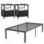 Ensemble de chambre avec lit plateforme et table de chevet en métal 3 pièces Blinni-993117176-993547094