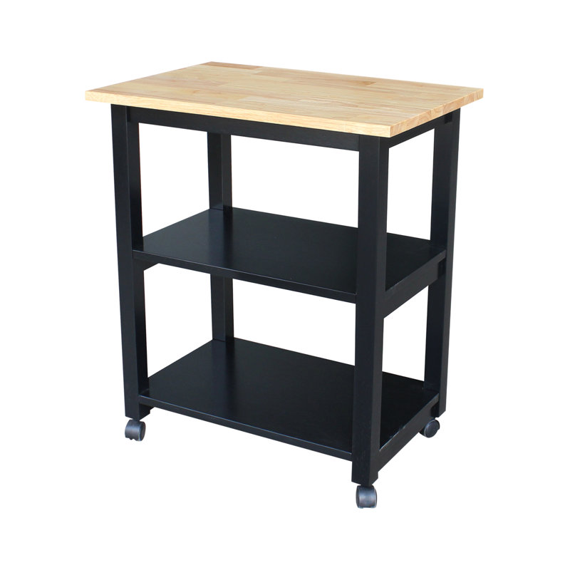 Jaielle Solid Wood Kitchen Cart, Black/Natural