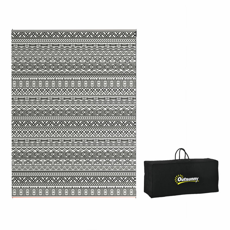 Reversible Rug For Indoor And Outdoor, Camping Carpet With Carry Bag For Backyard, Deck, Picnic, Beach