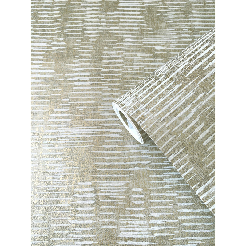 Elegance Collection Stripy Shimmer Wallpaper Roll, Bronze