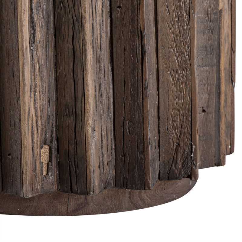 Table à piédestal en bois naturel , H 17 po x L 15 po x l 15 po, Beige/gris