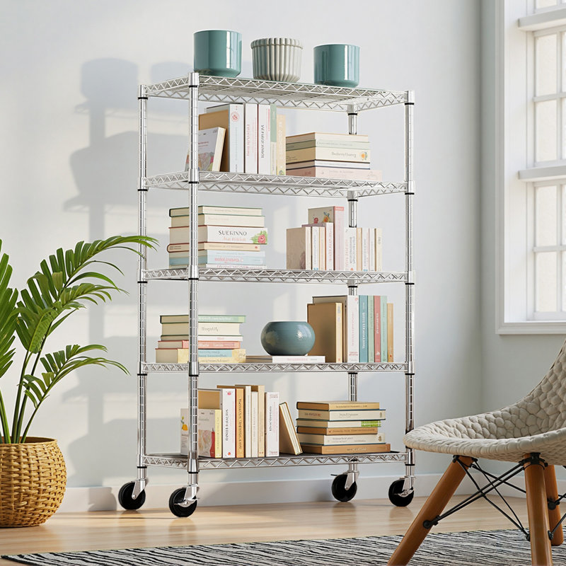 Étagère de rangement en métal robuste à 5 tablettes, réglable et durable pour l'organisation de garage, de cuisine et de garde-manger