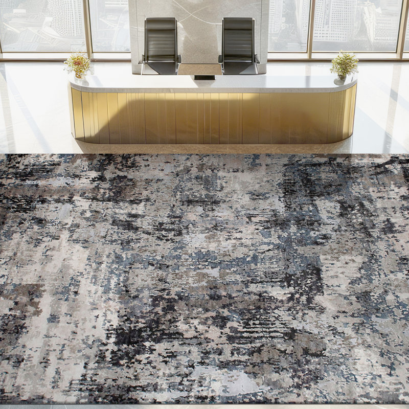 Abstract Area Rug in Gray, Rectangle 10' x 14'
