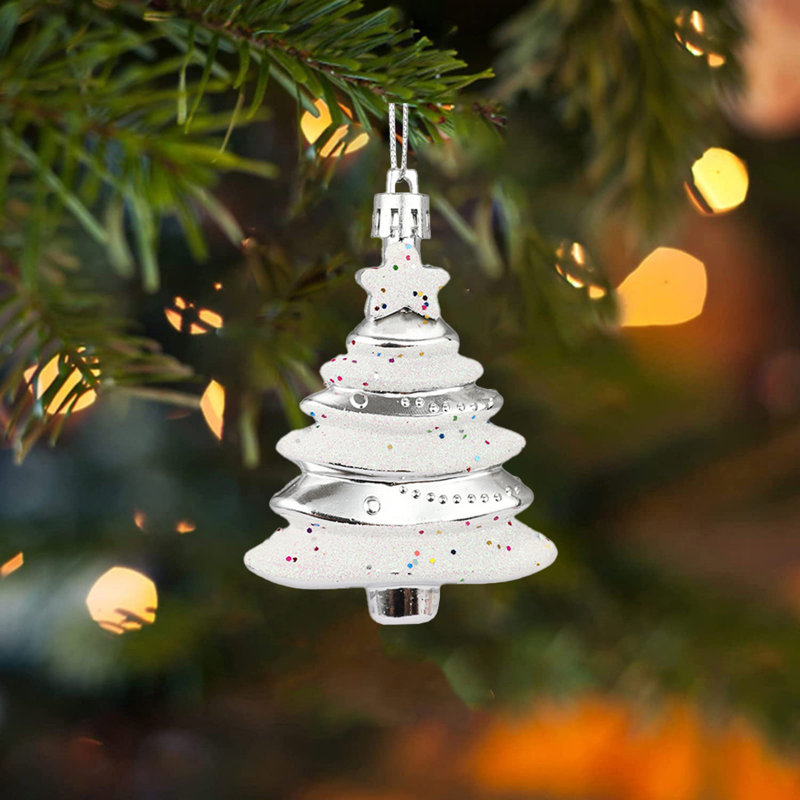 Décorations de Noël pour galvanoplastie, décorations de Noël suspendues, Silver
