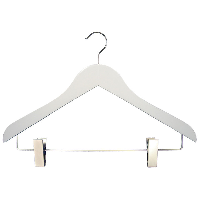 Cintres en bois avec pinces MCDE, Blanc