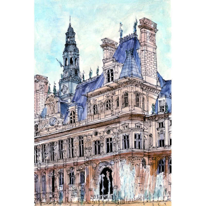 City Scene VIII - Painting, 76 cm H x 51 cm W , Wrapped Canvas