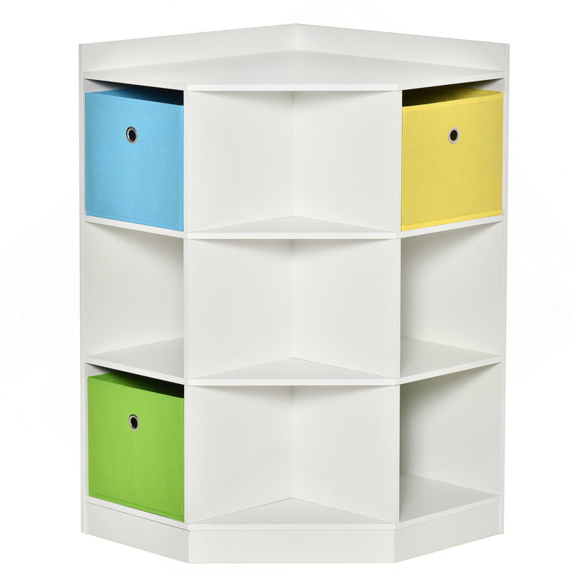Armoire de coin blanche pour enfants avec rangement pour jouets