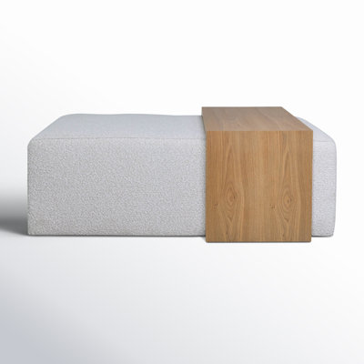  Mylas Modern Rectangular Ottoman With Wood Accent - Elegant Plywood & Larch Wood With Oak Veneer