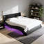 Faux Leather Upholstered Platform Bed Frame With Led Lighting, Bluetooth Connection To Play Music Control, Backrest Vibration Massage, Curve Design, Wood Slat Support, Exhibited Speakers, King Size-652927838-652927839