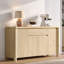 Buffet Rondo 63 po moderne en bois naturel avec 4 portes et étagères réglables pour la cuisine