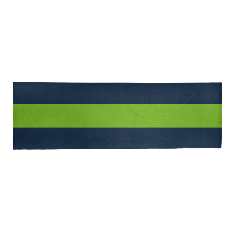 Tapis bleu/vert rayé, Tapis de couloir 2 pi 6 po x 8 pi