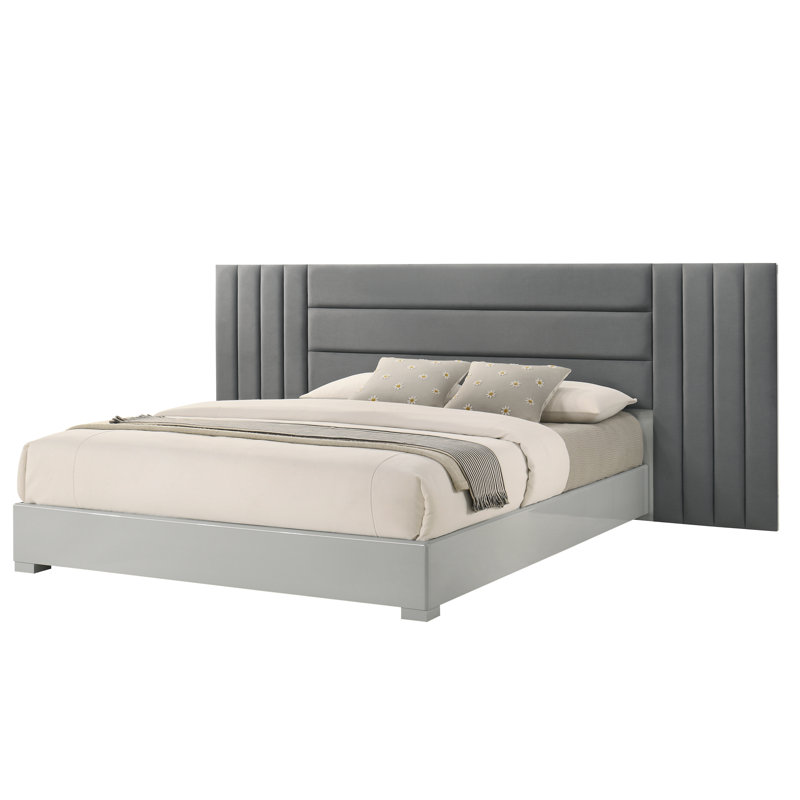 Lit plateforme allongé rembourré Londonderry, Grand