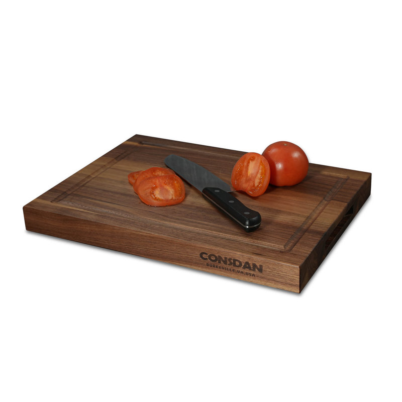 CONSDAN Wood Cutting Board, Black Walnut, 16" L × 12" W × 1.5" H