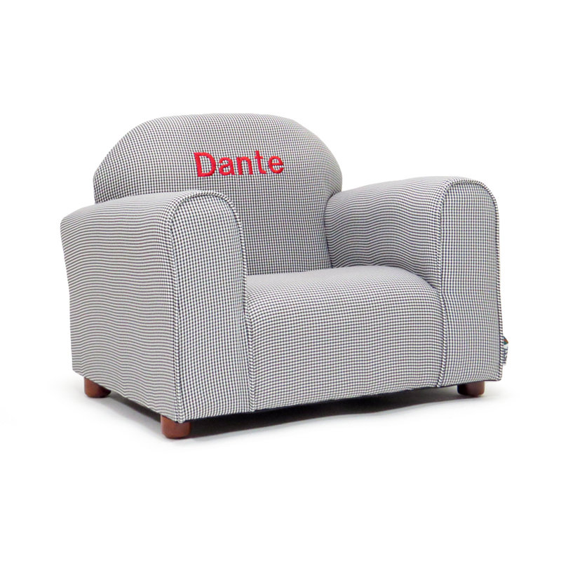 Fauteuil club personnalisé Keet, Gingham, Rose vif, Oui, Brun