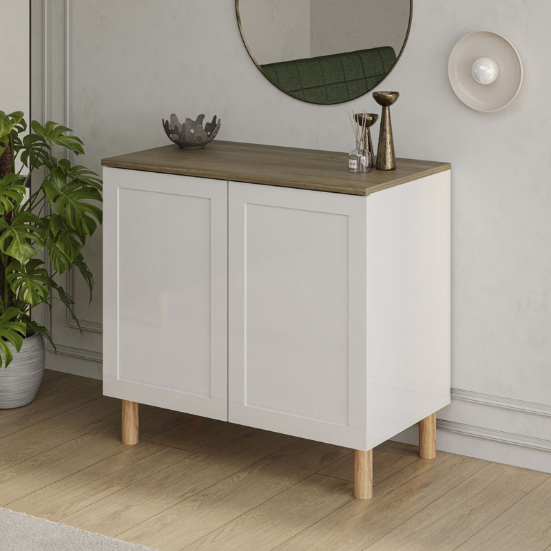 Buffet de 35 po de largeur Boli, Blanc/noyer, 35 po de largeur