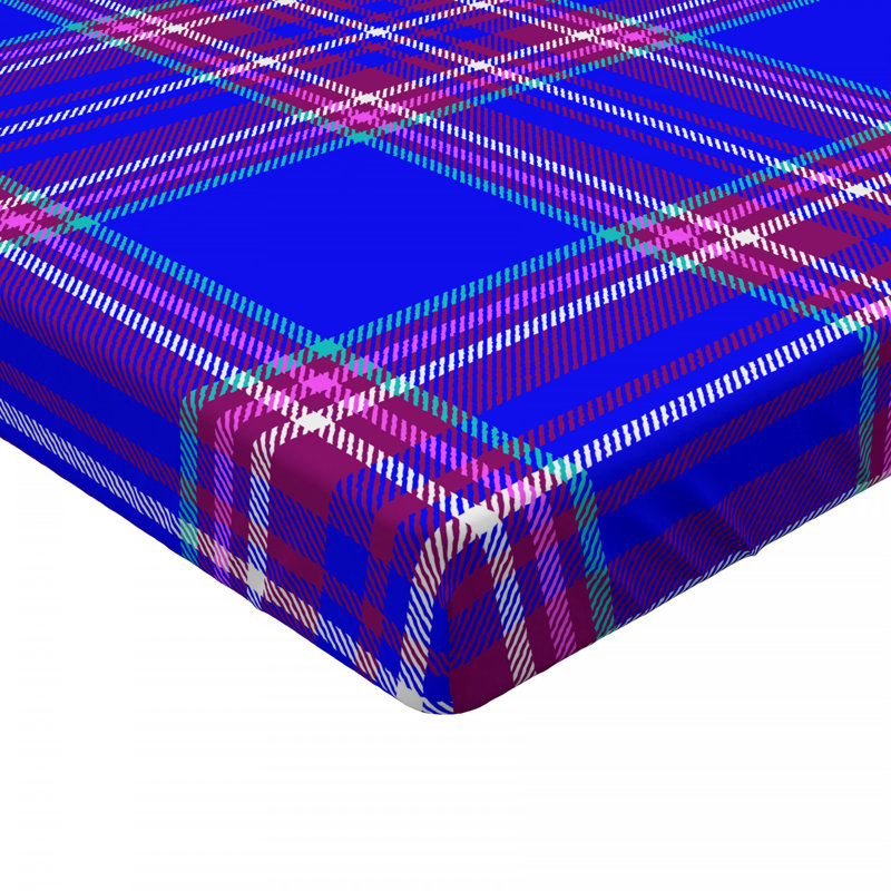 Microfiber Plaid Fitted Sheet, Full Fitted Sheet, Plaid 1, Blue Red