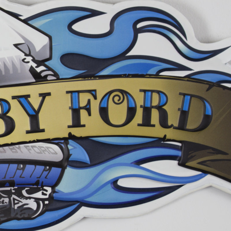 Powered by Ford Blue and Black Metal Wall Decor