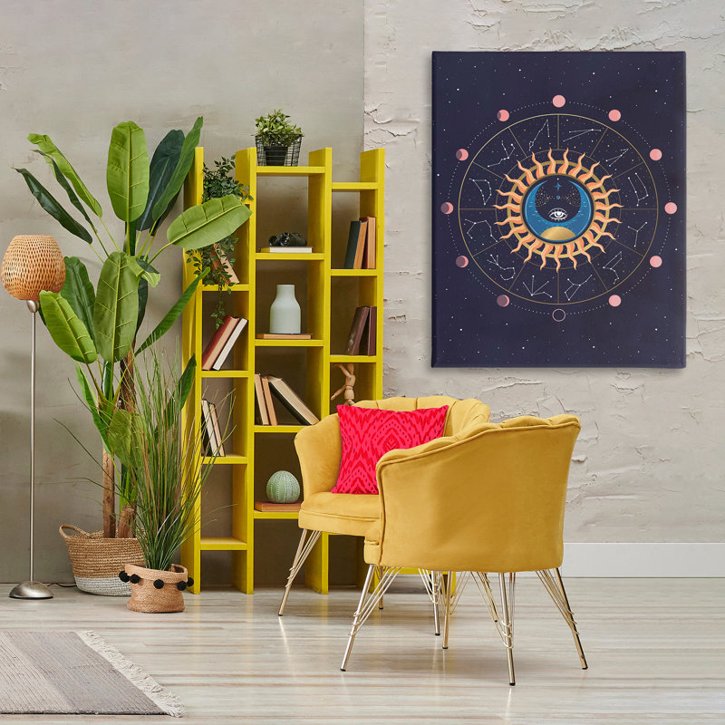 «Astrology Zodiac Constellations», art mural par Andrea Jasid Grassi, H 48 po x l 36 po