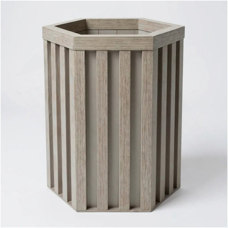 Pot de fleurs hexagonal à colonne SM - gris brun, Gris brun, H 16,25 po x l 9,13 po x P 10,5 po