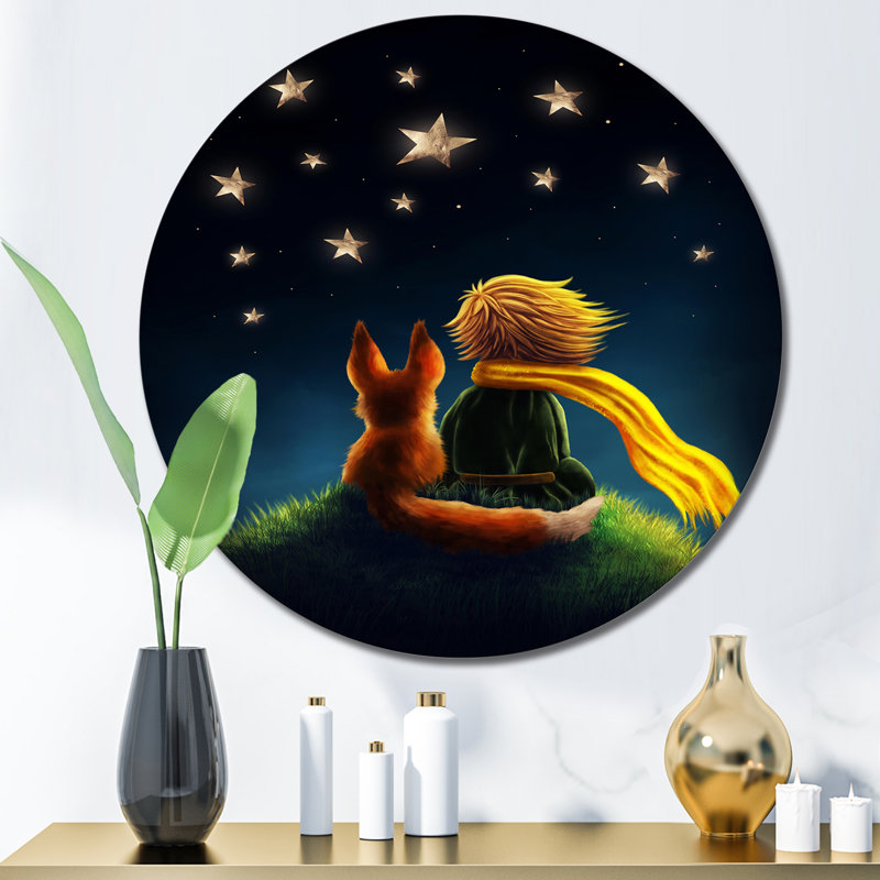 Le Petit Prince, petit garçon avec un renard - impression sur métal sans cadre