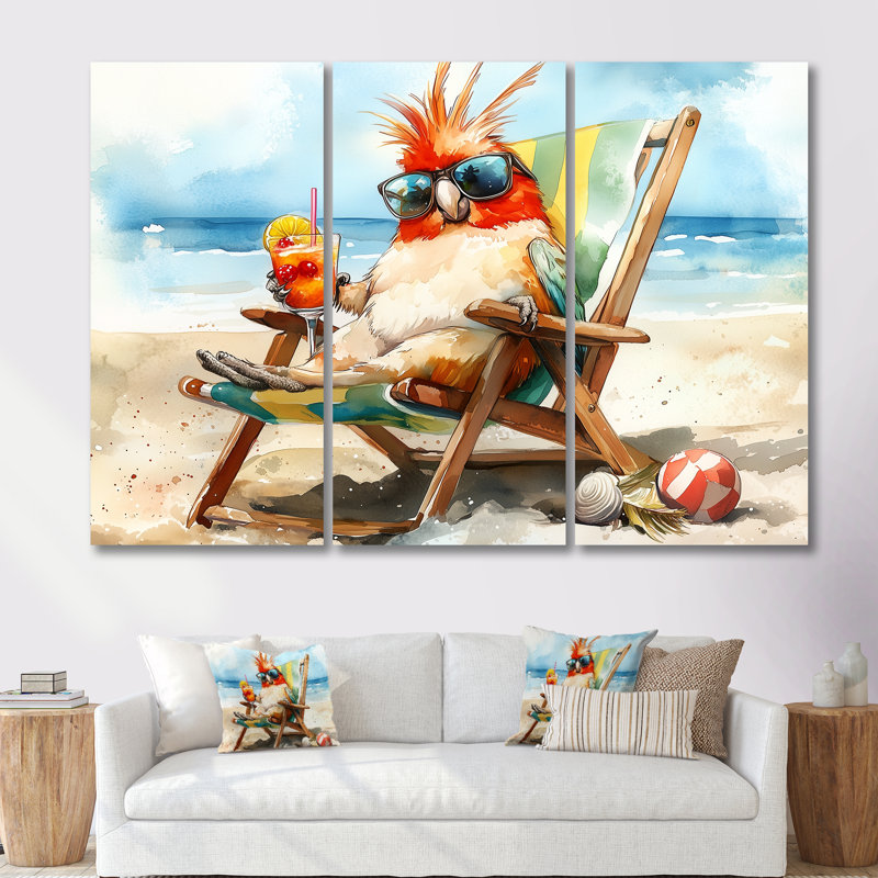 Sarabia - ensemble de reproductions d'art mural animaux côtiers, H 28 po x l 36 po x P 1 po, Toile tendue