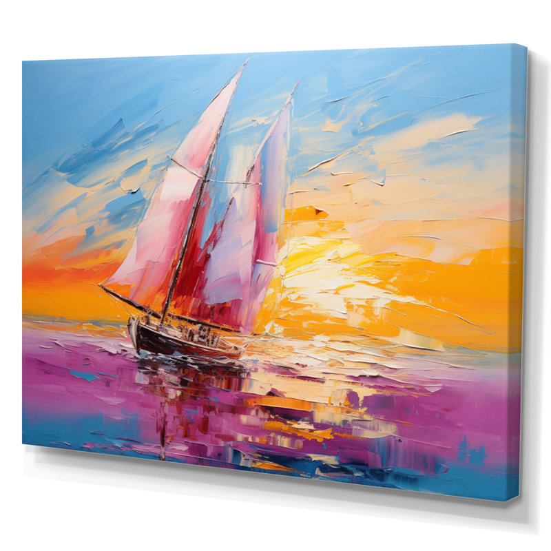 Minimalism Sailboat Rhythms VII - Sailing Boat Wall Art Living Room, H 30 po x l 40 po x P 1,5 po, Toile tendue