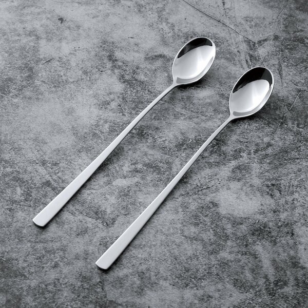 IMEEA Flat Edge Cooking Spoon 18/8 Stainless Steel Serving Spoon 10-Inch  Mixing Spoon, Set of 2