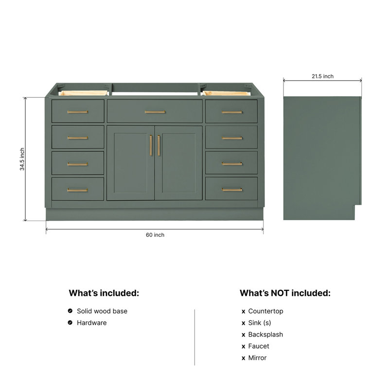 60" Single Sink Bathroom Vanity, Vintage Green