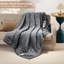 Couverture chauffante électrique simple - flanelle côtelée douce, 6 niveaux de chaleur, minuterie de 20 heures, chauffage rapide, gris