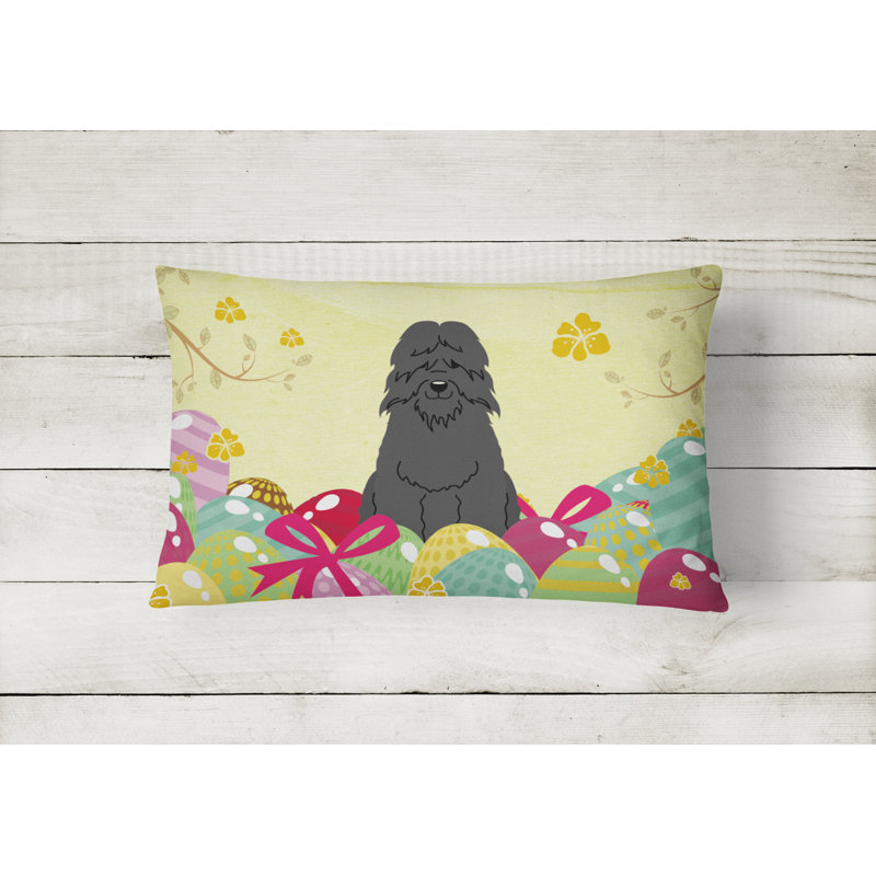 Easter Eggs Bouvier des Flandres Lumbar Pillow