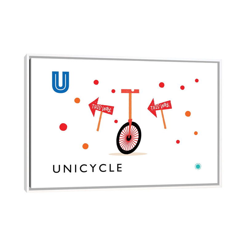 «U Is for Monicycle» - Impression, Aucun mat, H 40 po x l 60 po x 1,5 po, Toile blanche encadrée