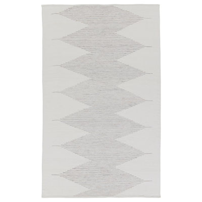 Wendy Jane Flatweave Chevron / Zig Zag Area Rug in Ivory/Gray