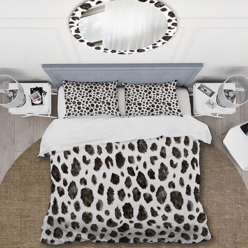 Ensemble de housse de couette en microfibre noir / blanc 3 pièces, Housse de couette pour grand lit et 2 taies décor