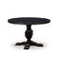 Cet ensemble de salle à manger 7 pièces Mid Century comprend une table de cuisine ronde et 6 chaises en polyester gris foncé à haut dossier avec une finition noire sablée.-1251741395-1243851099