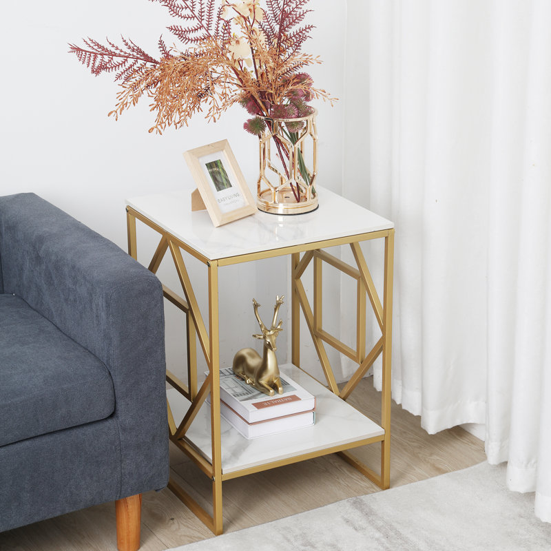 Alfio Frame End Table, Gold