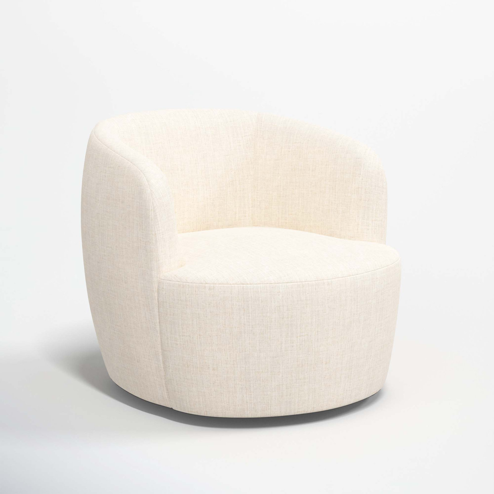 Mina Swivel Barrel Chair, Classic Talc Linen
