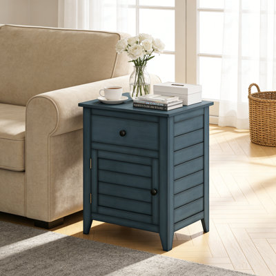 Table de chevet avec tiroir et porte d'armoire - Table d'appoint transitionnelle de 25 po de hauteur pour chambre à coucher, salon ou entrée