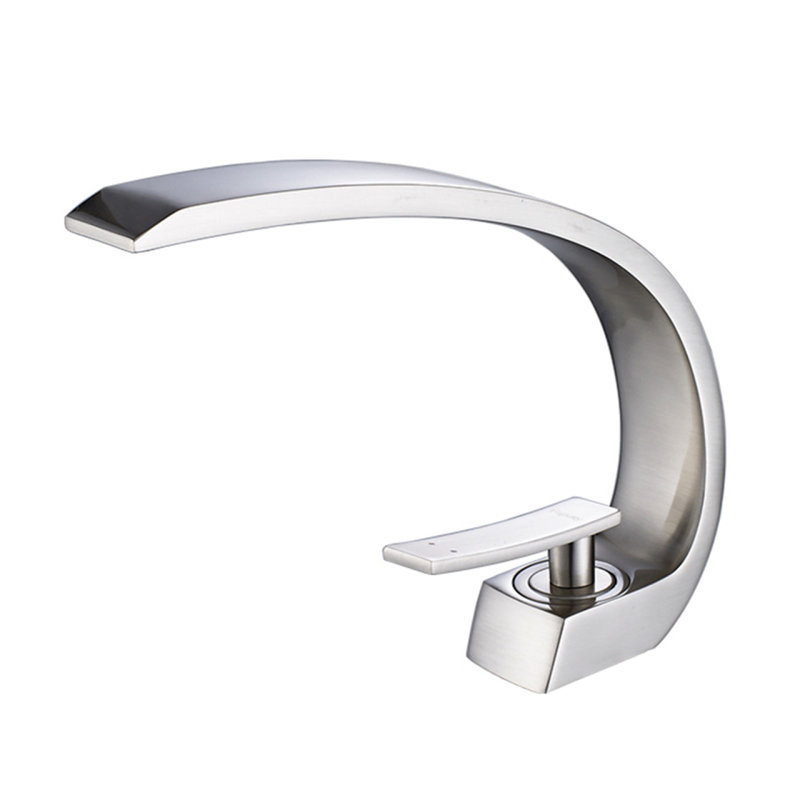 Brushed Nickel Bathroom Faucet,Faucet For Bathroom Sink, Single Hole Bathroom Faucet Modern Single Handle Vanity Basin Faucet