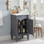 Petit meuble-lavabo autoportant moderne de 18 pouces avec lavabo en céramique, armoire de rangement avec tablette réglable-2126241282