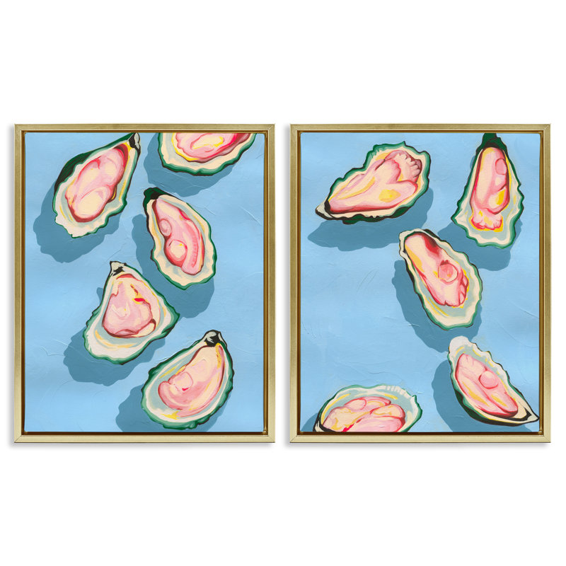 Ensemble de 2 toiles flottantes Fresh Oyster Appetizer encadrées par Grace Popp, H 31 po x l 25 po