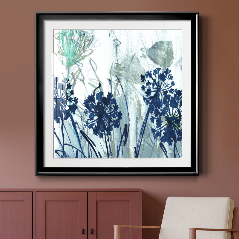 Indigo Field I - peinture encadrée, H 26,5 po x l 26,5 po x P 1,5 po, Cadre noir