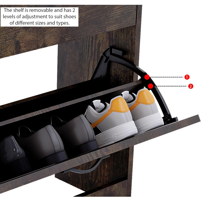 9 Pair Shoe Storage Cabinet, Wood